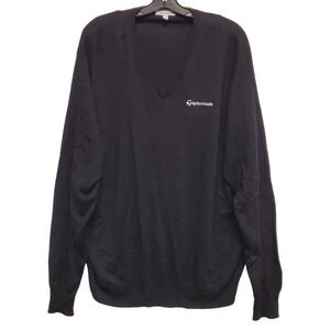 TAYLORMADE Sweater Mens XXL Black Pullover V-Neck MERINO WOOL Golf PETER MILLAR